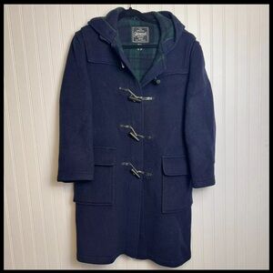 Gloverall Duffle coat navy wool hooded womens coat size GB 34 US 10